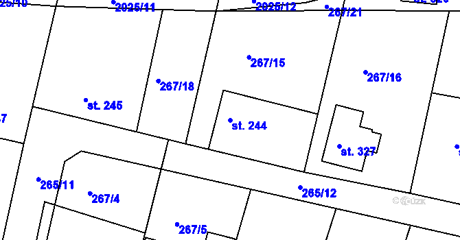 Parcela st. 244 v KÚ Rosovice, Katastrální mapa