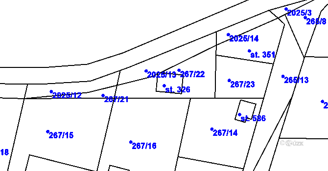 Parcela st. 326 v KÚ Rosovice, Katastrální mapa