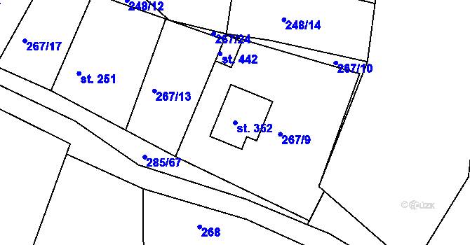 Parcela st. 352 v KÚ Rosovice, Katastrální mapa