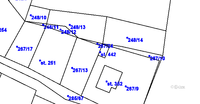 Parcela st. 442 v KÚ Rosovice, Katastrální mapa