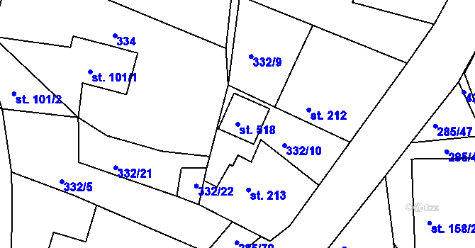 Parcela st. 518 v KÚ Rosovice, Katastrální mapa