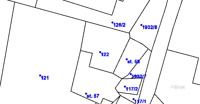 Parcela st. 122 v KÚ Rosovice, Katastrální mapa