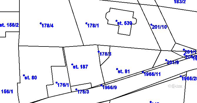 Parcela st. 178/3 v KÚ Rosovice, Katastrální mapa