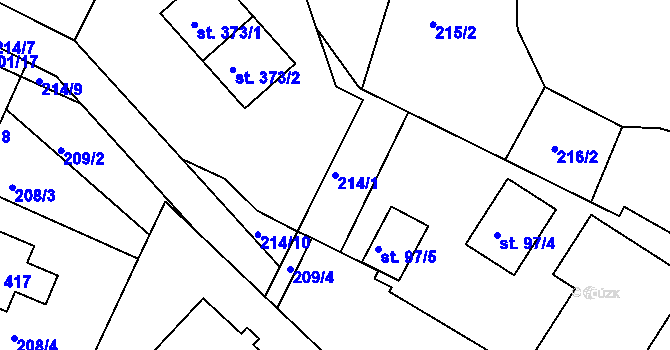 Parcela st. 214/1 v KÚ Rosovice, Katastrální mapa