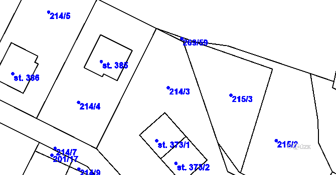 Parcela st. 214/3 v KÚ Rosovice, Katastrální mapa
