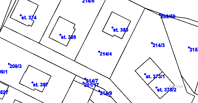 Parcela st. 214/4 v KÚ Rosovice, Katastrální mapa
