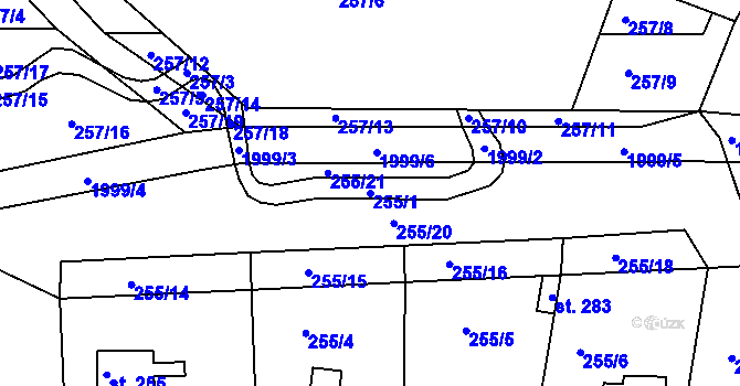 Parcela st. 255/1 v KÚ Rosovice, Katastrální mapa