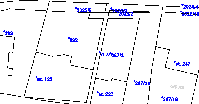 Parcela st. 267/1 v KÚ Rosovice, Katastrální mapa