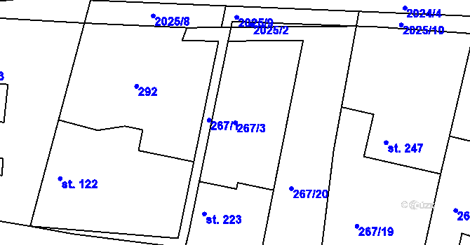 Parcela st. 267/3 v KÚ Rosovice, Katastrální mapa