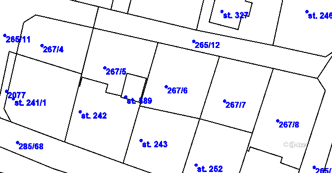 Parcela st. 267/6 v KÚ Rosovice, Katastrální mapa