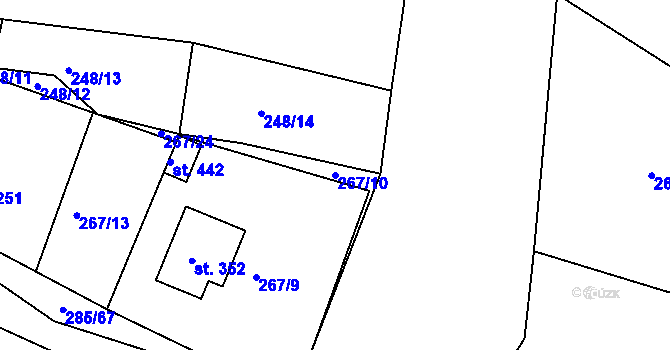 Parcela st. 267/10 v KÚ Rosovice, Katastrální mapa