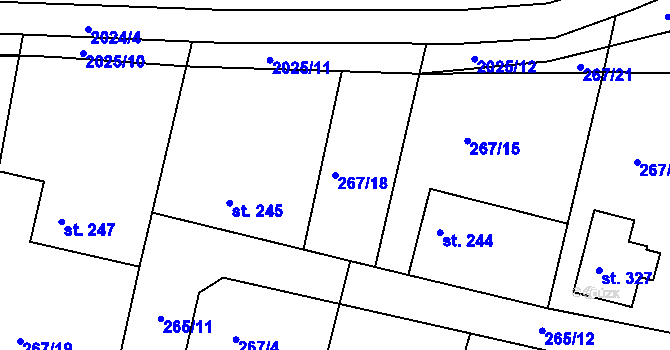 Parcela st. 267/18 v KÚ Rosovice, Katastrální mapa