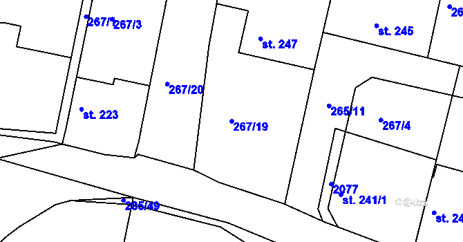 Parcela st. 267/19 v KÚ Rosovice, Katastrální mapa
