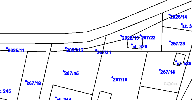 Parcela st. 267/21 v KÚ Rosovice, Katastrální mapa