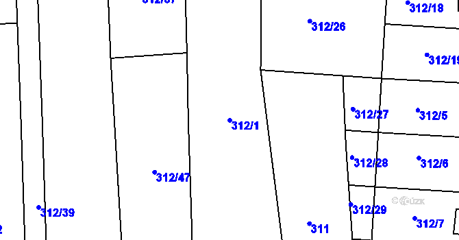 Parcela st. 312/1 v KÚ Rosovice, Katastrální mapa