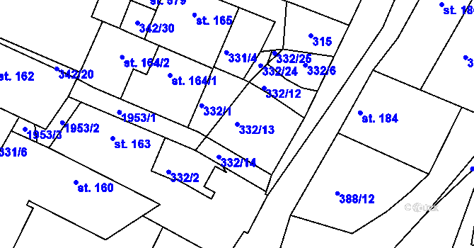 Parcela st. 332/13 v KÚ Rosovice, Katastrální mapa