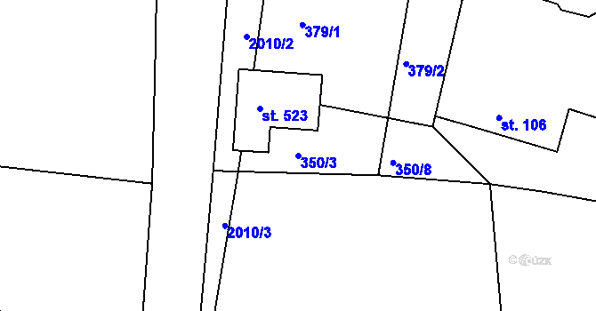 Parcela st. 350/3 v KÚ Rosovice, Katastrální mapa