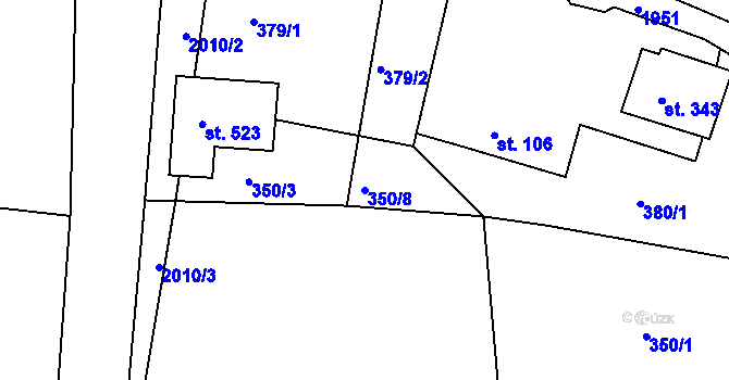 Parcela st. 350/8 v KÚ Rosovice, Katastrální mapa