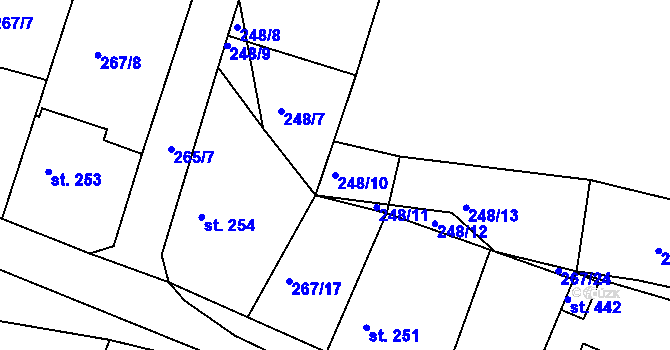 Parcela st. 248/10 v KÚ Rosovice, Katastrální mapa