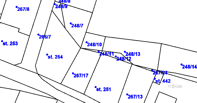 Parcela st. 248/11 v KÚ Rosovice, Katastrální mapa