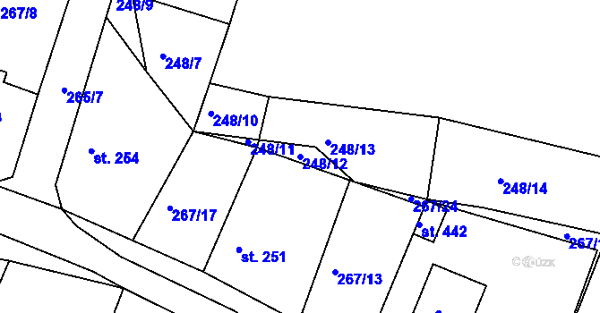 Parcela st. 248/12 v KÚ Rosovice, Katastrální mapa