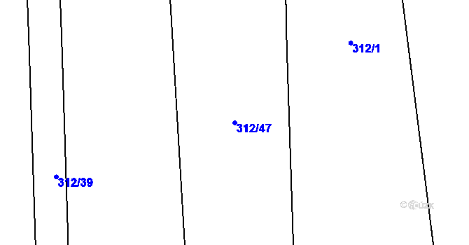 Parcela st. 312/47 v KÚ Rosovice, Katastrální mapa