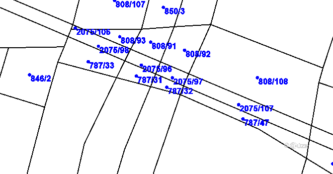Parcela st. 787/32 v KÚ Rosovice, Katastrální mapa