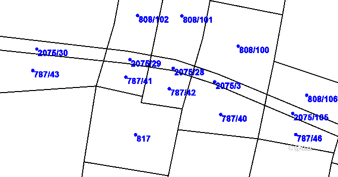 Parcela st. 787/42 v KÚ Rosovice, Katastrální mapa