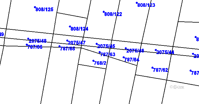 Parcela st. 787/63 v KÚ Rosovice, Katastrální mapa