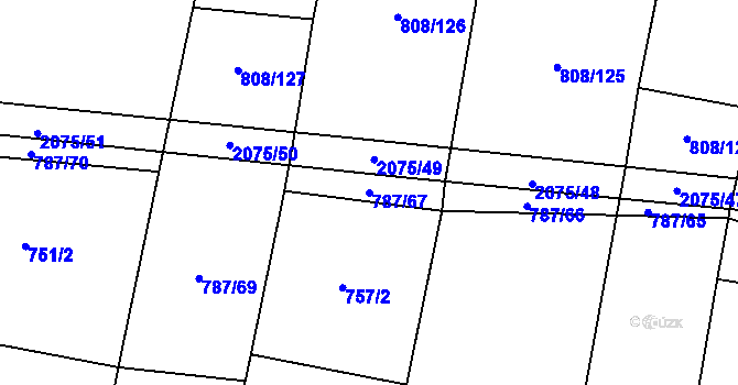 Parcela st. 787/67 v KÚ Rosovice, Katastrální mapa