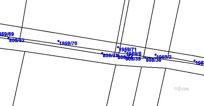 Parcela st. 808/33 v KÚ Rosovice, Katastrální mapa