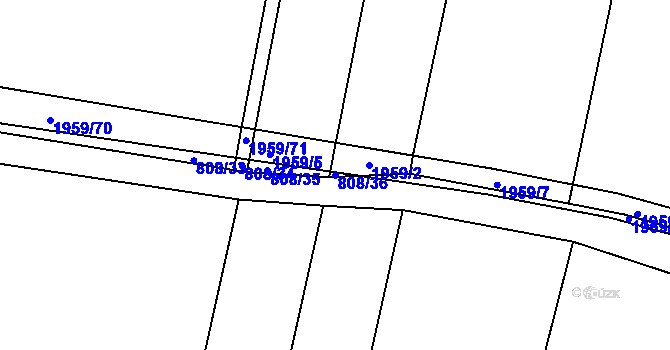 Parcela st. 808/36 v KÚ Rosovice, Katastrální mapa