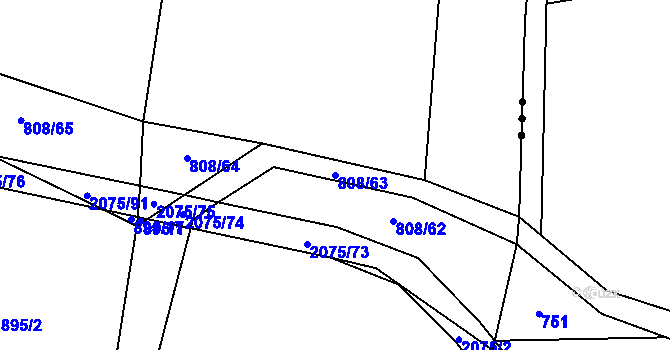 Parcela st. 808/63 v KÚ Rosovice, Katastrální mapa