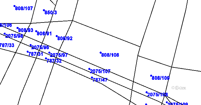 Parcela st. 808/108 v KÚ Rosovice, Katastrální mapa
