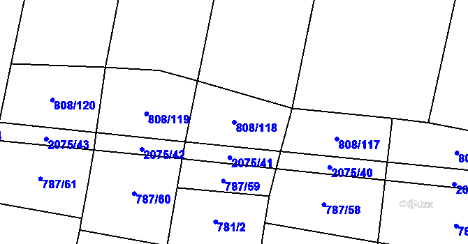 Parcela st. 808/118 v KÚ Rosovice, Katastrální mapa