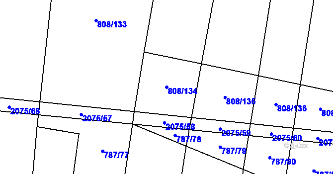 Parcela st. 808/134 v KÚ Rosovice, Katastrální mapa