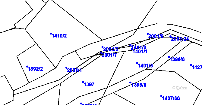 Parcela st. 2001/7 v KÚ Rosovice, Katastrální mapa