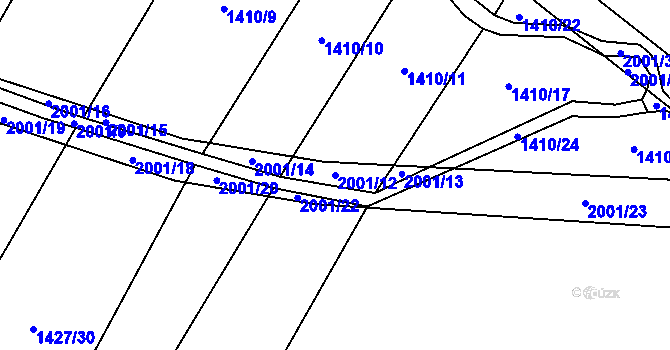 Parcela st. 2001/12 v KÚ Rosovice, Katastrální mapa