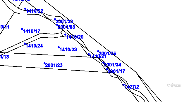 Parcela st. 2001/36 v KÚ Rosovice, Katastrální mapa