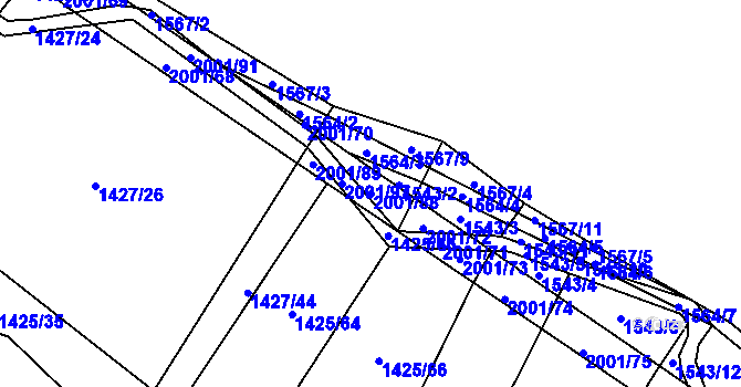 Parcela st. 2001/88 v KÚ Rosovice, Katastrální mapa
