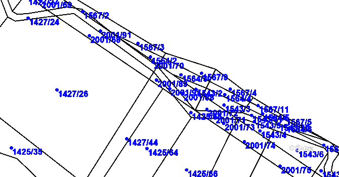 Parcela st. 2001/97 v KÚ Rosovice, Katastrální mapa