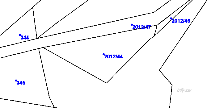 Parcela st. 2012/44 v KÚ Rosovice, Katastrální mapa