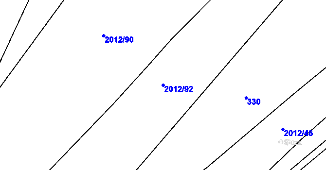 Parcela st. 2012/92 v KÚ Rosovice, Katastrální mapa