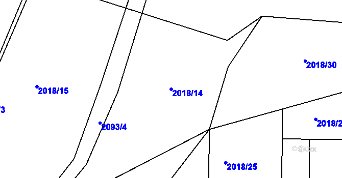 Parcela st. 2018/14 v KÚ Rosovice, Katastrální mapa