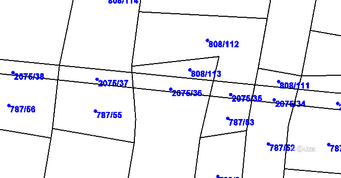 Parcela st. 2075/36 v KÚ Rosovice, Katastrální mapa