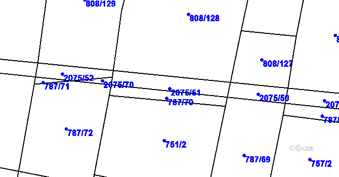Parcela st. 2075/51 v KÚ Rosovice, Katastrální mapa