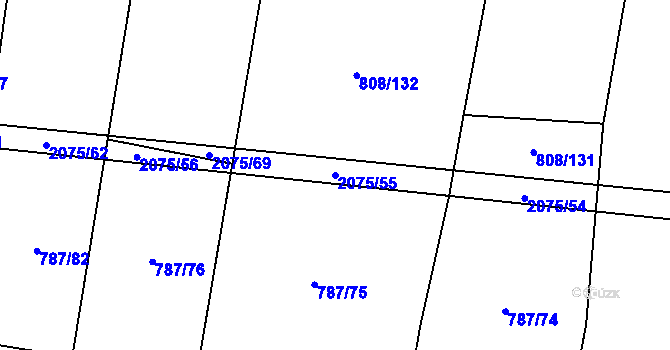 Parcela st. 2075/55 v KÚ Rosovice, Katastrální mapa