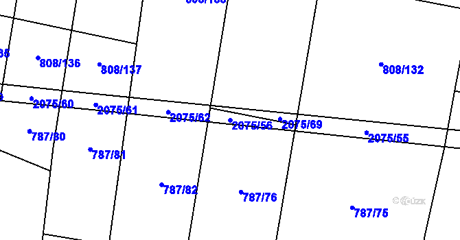 Parcela st. 2075/56 v KÚ Rosovice, Katastrální mapa