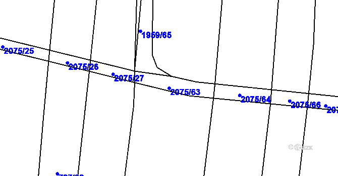 Parcela st. 2075/63 v KÚ Rosovice, Katastrální mapa