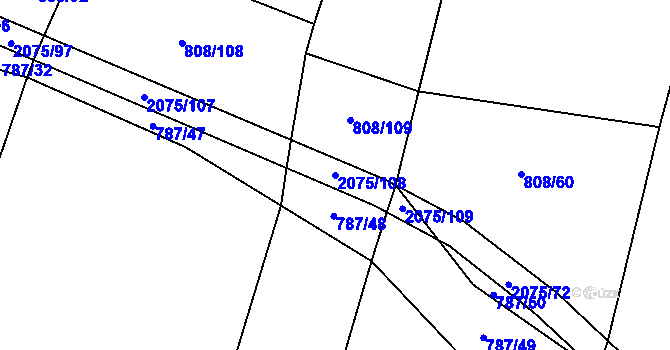 Parcela st. 2075/108 v KÚ Rosovice, Katastrální mapa